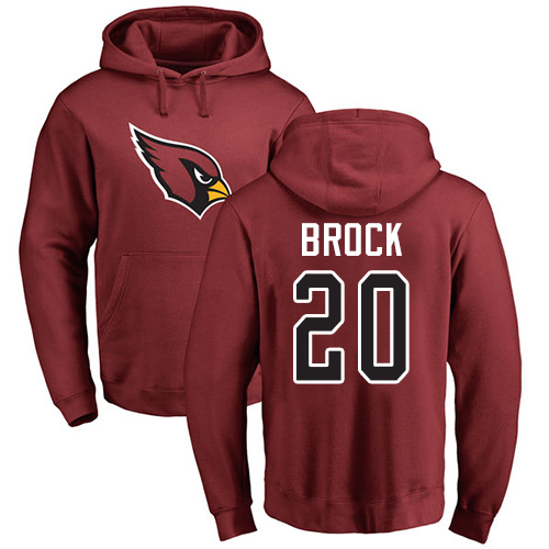 Arizona Cardinals Men Maroon Tramaine Brock Name And Number Logo NFL Football #20 Pullover Hoodie Sweatshirts